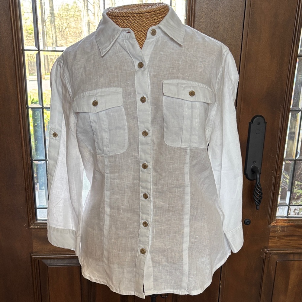 White Linen David N Button-Up Shirt